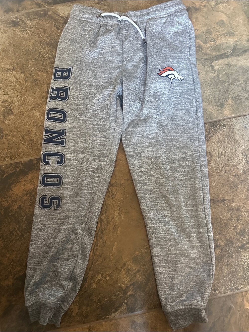 NFL Youth Gray Broncos Sweatpants with Logo